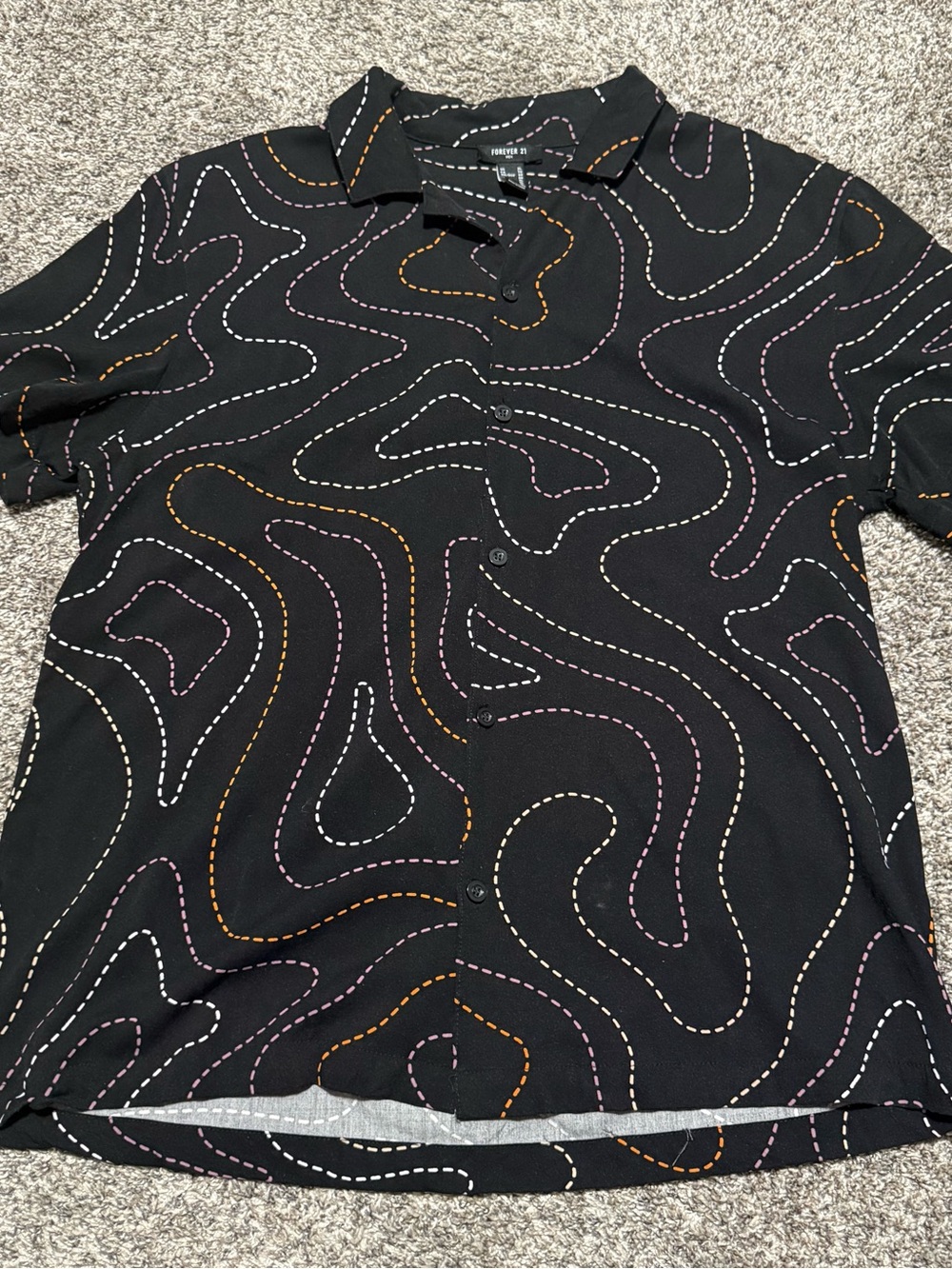 Forever 21 Black Men’s Button-Up Shirt with Multicolor Pattern